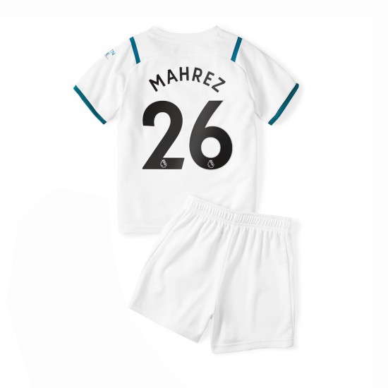 Camisola Manchester City Riyad Mahrez 26 Criança Equipamento Segundo 2021-2022 Manga Curta